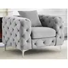 Vente-unique - Fauteuil chesterfield en velours gris clair edwina