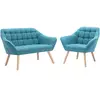 VENTE-UNIQUE Canapé 2 places et fauteuil en tissu bleu CASERTA