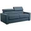 VENTE-UNIQUE Canapé 3 places convertible express en tissu VIZIR - Bleu - Couchage 140 cm - Matelas 22 cm avec mémoire de forme DUNLOPILLO