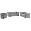 VENTE-UNIQUE Canapé CHESTERFIELD - Velours gris clair - 3+2+1 places
