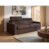 Vente-Unique Canapé 2 places convertible express en tissu marron - couchage 120 cm - Matelas 22 cm avec mémoire de forme VIZIR