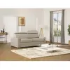 Dunlopillo Canapé 3 places convertible express en tissu beige - couchage lattes larges 140 cm - Matelas 22 cm avec mémoire de forme VIZIR