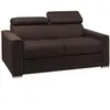 VENTE-UNIQUE Canapé 3 places convertible express en tissu VIZIR - Marron - Couchage 140 cm - Matelas 22 cm avec mémoire de forme DUNLOPILLO