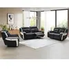 VENTE-UNIQUE Canapé relax électrique en cuir ANGELIQUE - Noir/blanc - 3+2+1 places