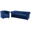 VENTE-UNIQUE Canapé 3 places et fauteuil CHESTERFIELD - Velours bleu roi