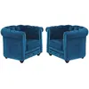 Vente-unique - Lot de 2 Fauteuils Chesterfield - Velours Bleu Canard