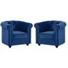 Vente-unique - Lot de 2 Fauteuils chesterfield - Velours bleu roi