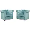 VENTE-UNIQUE Lot 2 Fauteuils CHESTERFIELD - Bleu pastel