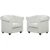Vente-unique - Fauteuil Salon - Lot de 2 Fauteuils Chesterfield - Simili Blanc