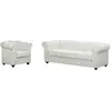 VENTE-UNIQUE Canapé 3 places et fauteuil CHESTERFIELD - Simili Blanc