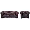 VENTE-UNIQUE Canapé chesterfield BRENTON 100% cuir de buffle - Marron,...