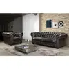 VENTE-UNIQUE Canapé chesterfield 3+1 places BRENTON 100% cuir de buffle - Marron reflets châtains