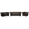 VENTE-UNIQUE Canapé chesterfield 3+2+1 places BRENTON 100% cuir de buffle - Marron reflets châtains