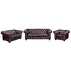 VENTE-UNIQUE Canapé chesterfield 3+2+1 places BRENTON 100% cuir de buffle - Bordeaux
