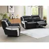 VENTE-UNIQUE Canapé 3+1 places relax électrique en cuir ANGELIQUE - Noir/blanc
