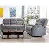 VENTE-UNIQUE Canapés 3 places et 2 places relax électrique en tissu anthracite NEVERS