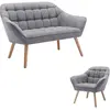 Vente-unique - Canapé 2 places et fauteuil en tissu gris caserta
