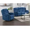 VENTE-UNIQUE Canapé 3 places et fauteuil relax électrique en tissu bleu BUROLO