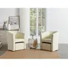 Vente-unique Fauteuil cabriolet et pouf en simili beige JOVANA
