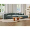 VENTE-UNIQUE Grand Canapé d'angle droit en tissu texturé bleu POGNI