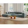 VENTE-UNIQUE Grand Canapé d'angle gauche en tissu texturé bleu POGNI