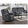 VENTE-UNIQUE Canapé 3 places et fauteuil relax électrique en tissu gris BUROLO