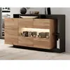 VENTE-UNIQUE Buffet 3 portes et 3 niches avec LEDs - Coloris : Naturel et anthracite - IDESIA