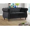 VENTE-UNIQUE Canapé chesterfield 2 places en velours noir TRUMBO