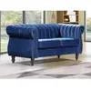 VENTE-UNIQUE Canapé chesterfield 2 places en velours bleu roi TRUMBO