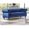VENTE-UNIQUE Canapé chesterfield 3 places en velours bleu roi TRUMBO