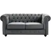 Vente-unique - Canapé 2 places en velours anthracite chesterfield