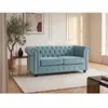 Vente-unique - Canapé 2 places en velours bleu pastel chesterfield
