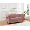 Vente-unique - Canapé 2 places en velours rose pastel chesterfield