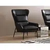 VENTE-UNIQUE Fauteuil en cuir de buffle noir DINNIA