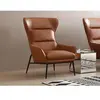 VENTE-UNIQUE Fauteuil en cuir de buffle camel DINNIA