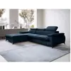 VENTE-UNIQUE Canapé d'angle gauche convertible en velours bleu nuit SAMARA