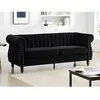 VENTE-UNIQUE Canapé chesterfield 3 places en velours noir TRUMBO