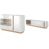 VENTE-UNIQUE Ensemble buffet et meuble TV blanc brillant et naturel - Séjour lumineux MURARI