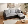 VENTE-UNIQUE Canapé d'angle convertible et réversible en tissu gris clair et noir GAZUR II