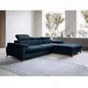 VENTE-UNIQUE Canapé d'angle droit convertible en velours bleu nuit SAMARA