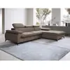 VENTE-UNIQUE Canapé d'angle droit convertible en velours taupe SAMARA
