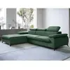 VENTE-UNIQUE Canapé d'angle gauche convertible en velours vert SAMARA