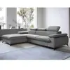 VENTE-UNIQUE Canapé d'angle gauche convertible en velours gris clair SAMARA