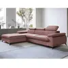 Pascal Morabito Canapé d'angle gauche convertible en velours rose SAMARA de