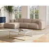 Canapé d'angle en tissu texturé beige - VENTE-UNIQUE - POGNI - 5 place...
