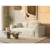 VENTE-UNIQUE Canapé 3 places convertible express en velours côtelé crème AMELIA - Couchage 140 cm - Matelas 14 cm avec mémoir de forme DUNLOPILLO