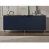 VENTE-UNIQUE Buffet avec 4 portes en MDF et acier - Bleu et doré - YESINIA