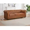 VENTE-UNIQUE Canapé 3 places en cuir de vachette camel CHESTERFIELD