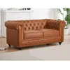 VENTE-UNIQUE Canapé 2 places en cuir de vachette camel CHESTERFIELD