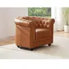 VENTE-UNIQUE Fauteuil en cuir de vachette camel CHESTERFIELD